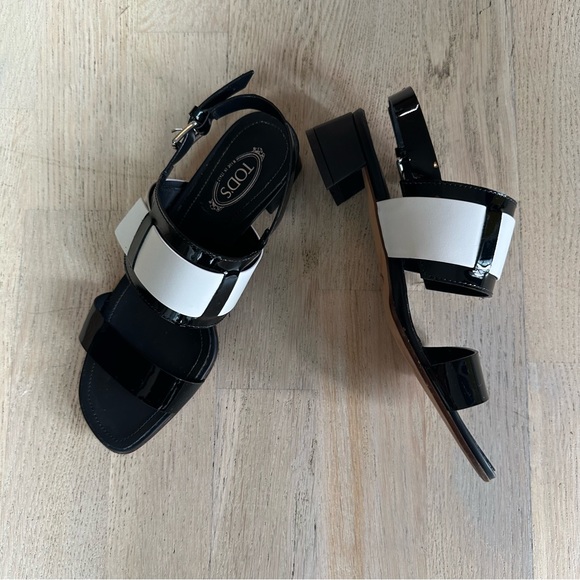Tod’s Black & White Block Heel Sandal 36 - Picture 6 of 11